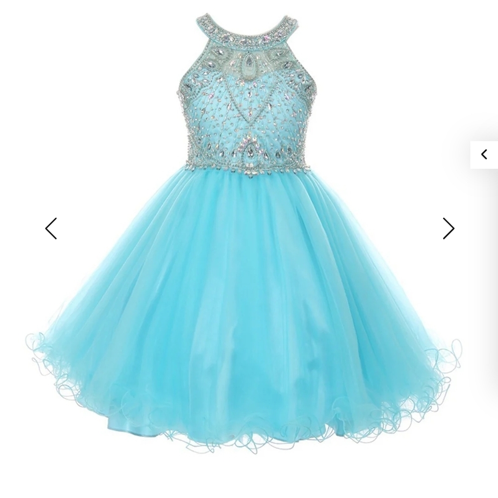 Cinderella Couture Pageant, Flower Girl or Formal Wear Event Dress Turquoise